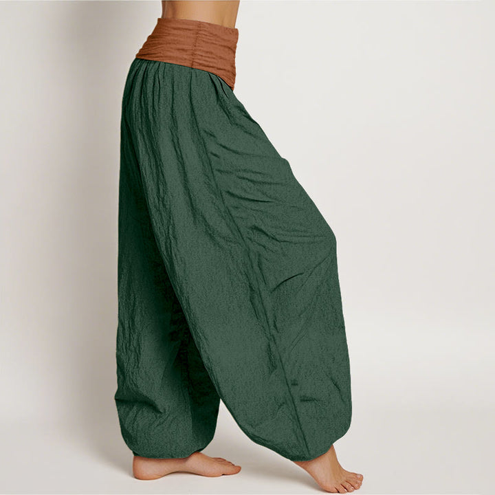 Pantalones harén de algodón con Buddha Stones, color verde, negro, marrón y rojo, con cintura elástica para mujer - image 2