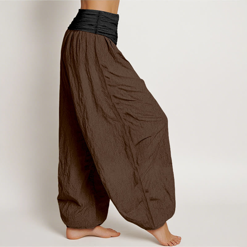 Pantalones harén de algodón con Buddha Stones, color verde, negro, marrón y rojo, con cintura elástica para mujer - image 10