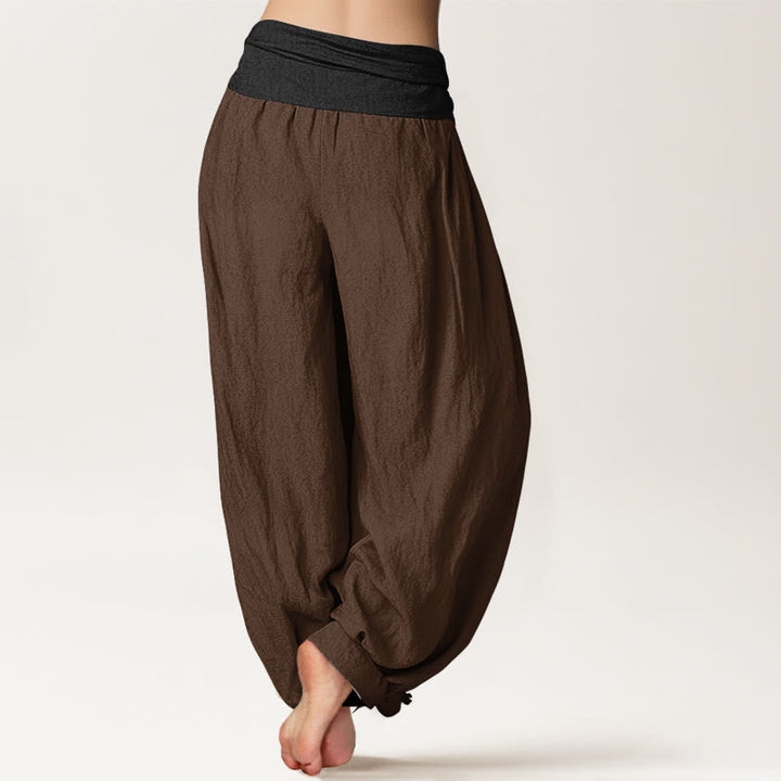 Pantalones harén de algodón con Buddha Stones, color verde, negro, marrón y rojo, con cintura elástica para mujer - image 9