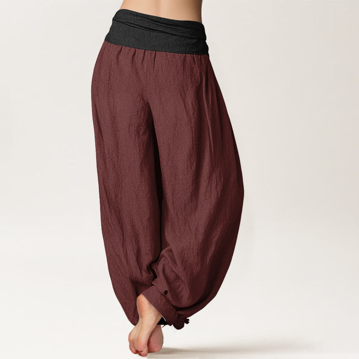 Pantalones harén de algodón con Buddha Stones, color verde, negro, marrón y rojo, con cintura elástica para mujer - image 12
