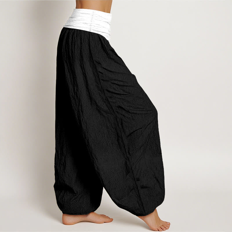 Pantalones harén de cintura elástica para mujer, color azul, negro y gris, con Buddha Stones en algodón - image 7