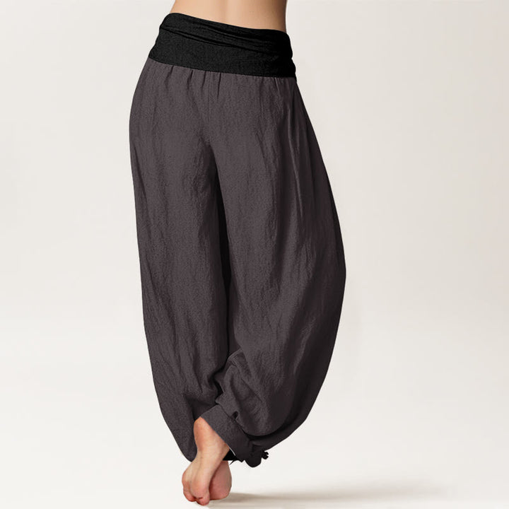 Pantalones harén de cintura elástica para mujer, color azul, negro y gris, con Buddha Stones en algodón - image 9