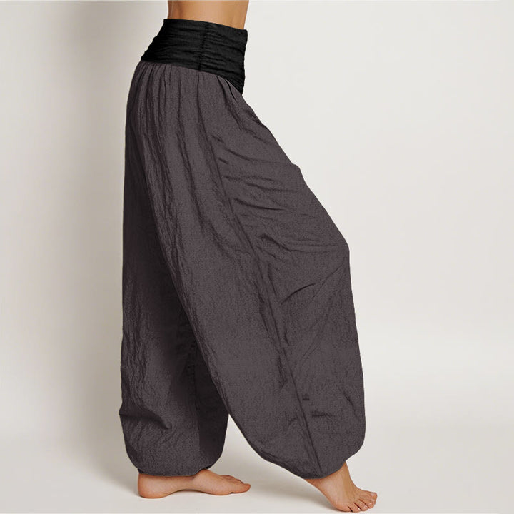 Pantalones harén de cintura elástica para mujer, color azul, negro y gris, con Buddha Stones en algodón - image 10
