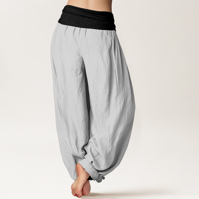 Pantalones harén de cintura elástica para mujer, color azul, negro y gris, con Buddha Stones en algodón - image 12