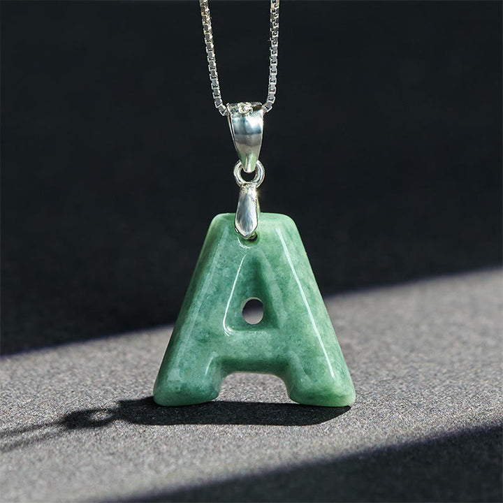 Collar con colgante de prosperidad de plata de ley 925 con Buddha Stones, jade natural, letra AZ - image 4