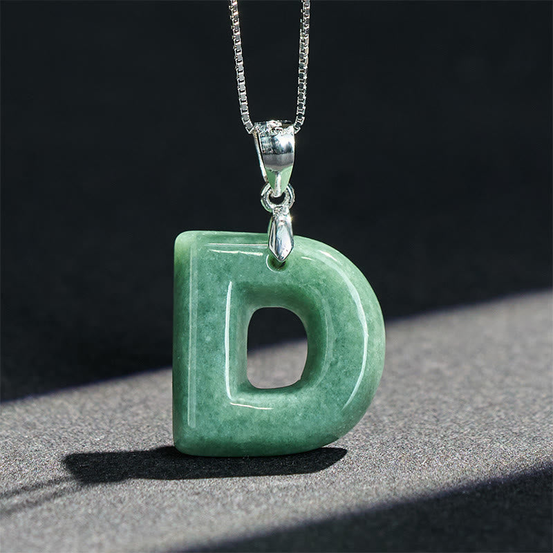 Collar con colgante de prosperidad de plata de ley 925 con Buddha Stones, jade natural, letra AZ - image 25