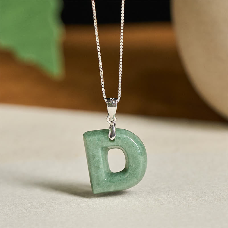 Collar con colgante de prosperidad de plata de ley 925 con Buddha Stones, jade natural, letra AZ - D - image 22