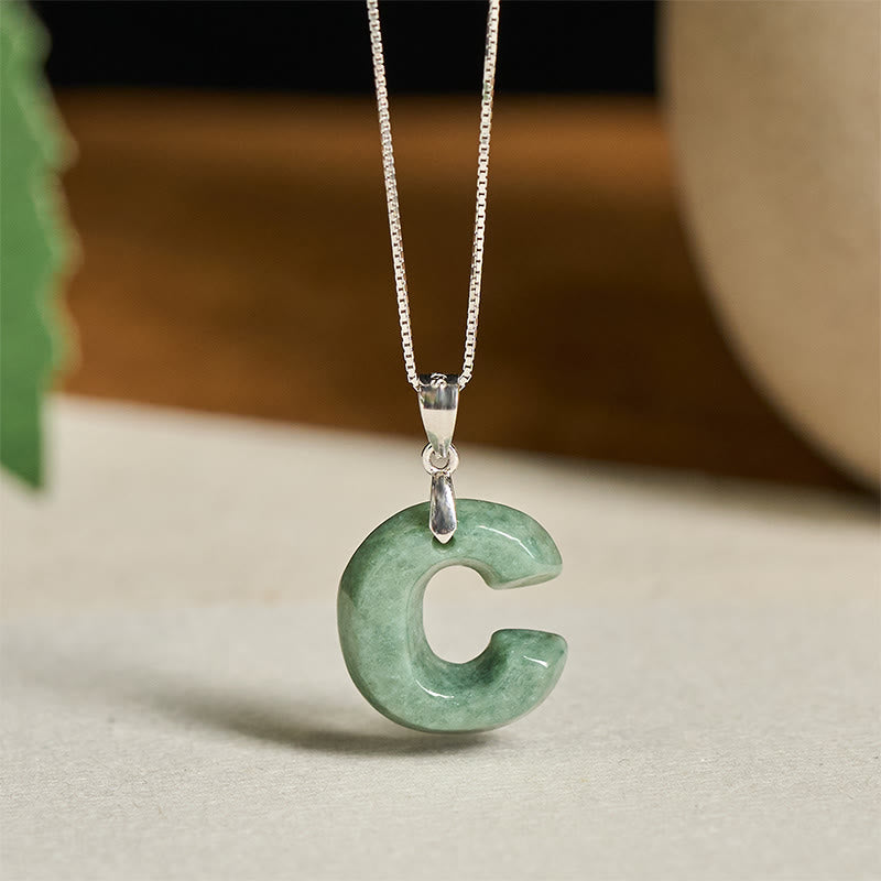 Collar con colgante de prosperidad de plata de ley 925 con Buddha Stones, jade natural, letra AZ - do - image 16