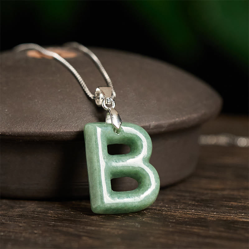 Collar con colgante de prosperidad de plata de ley 925 con Buddha Stones, jade natural, letra AZ - image 12