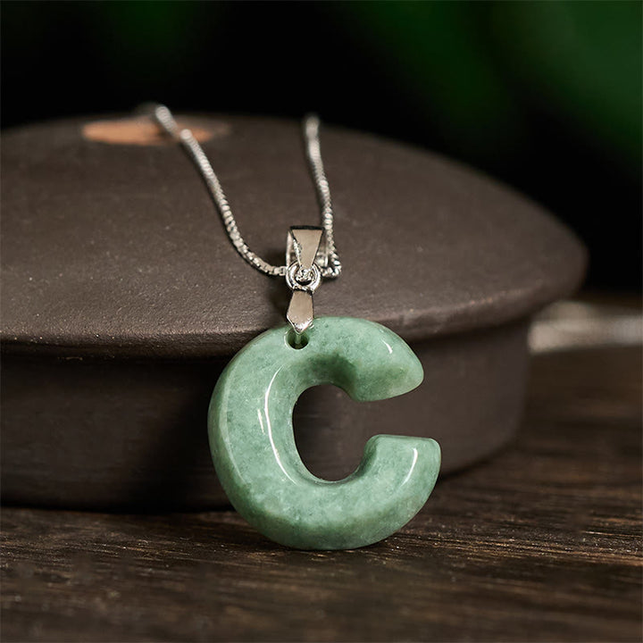 Collar con colgante de prosperidad de plata de ley 925 con Buddha Stones, jade natural, letra AZ - image 18