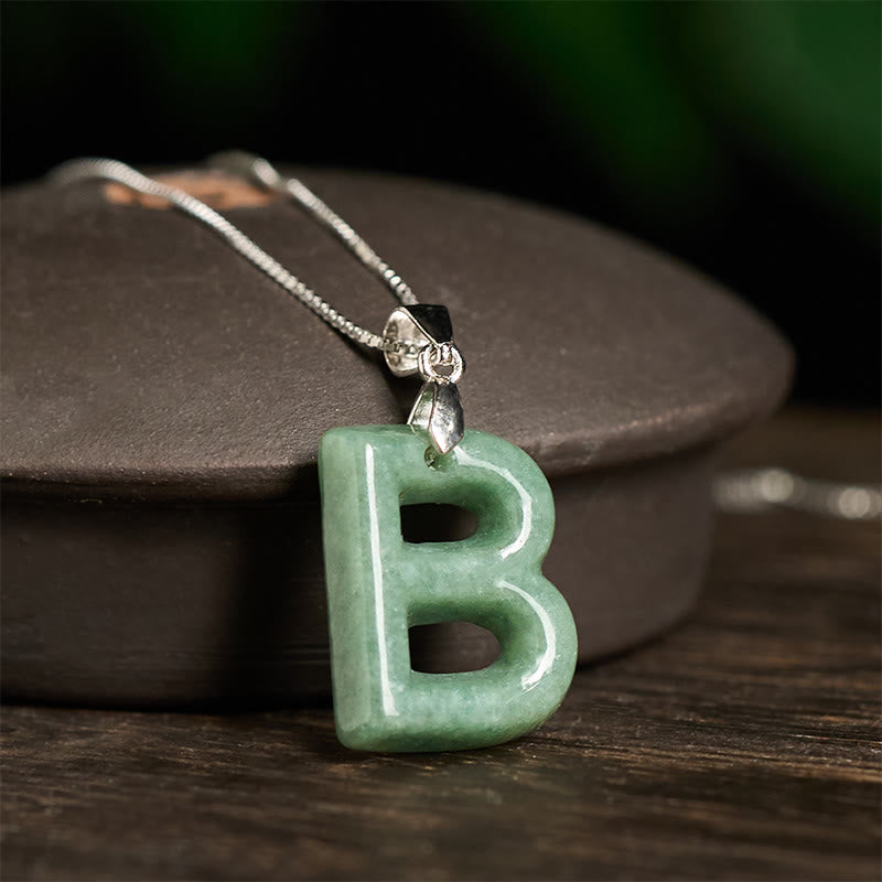 Collar con colgante de prosperidad de plata de ley 925 con Buddha Stones, jade natural, letra AZ - image 11