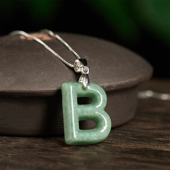 Collar con colgante de prosperidad de plata de ley 925 con Buddha Stones, jade natural, letra AZ - image 11