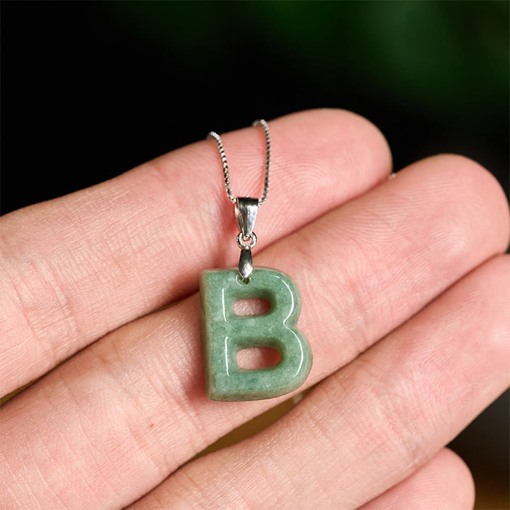Collar con colgante de prosperidad de plata de ley 925 con Buddha Stones, jade natural, letra AZ - image 14
