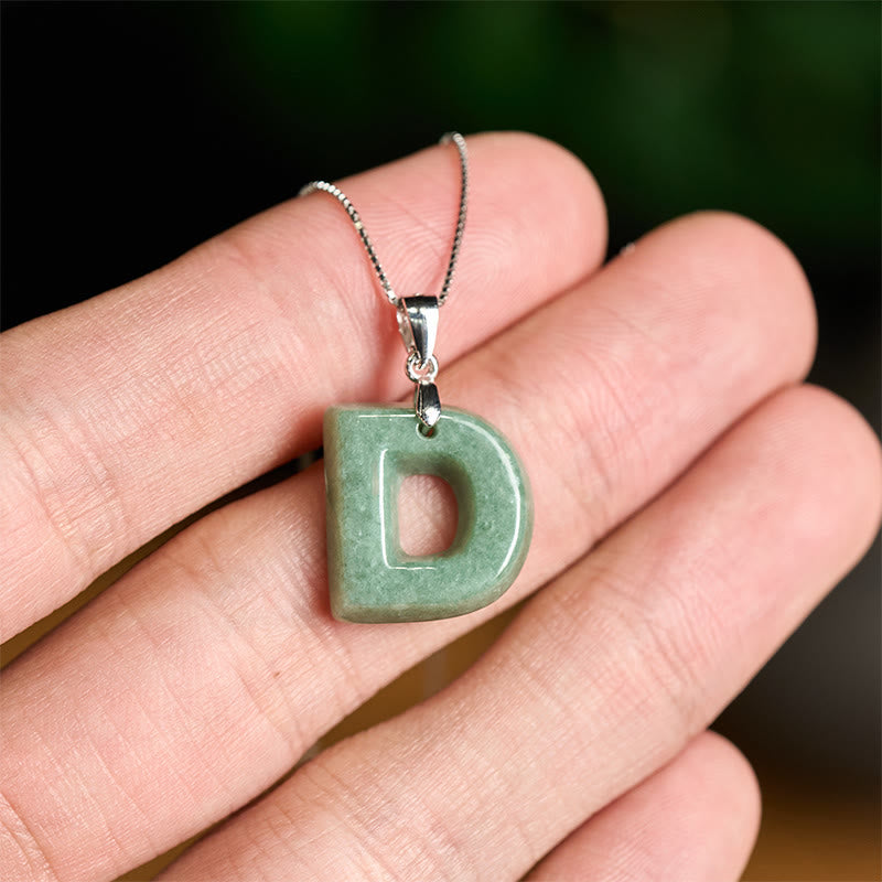 Collar con colgante de prosperidad de plata de ley 925 con Buddha Stones, jade natural, letra AZ - image 26