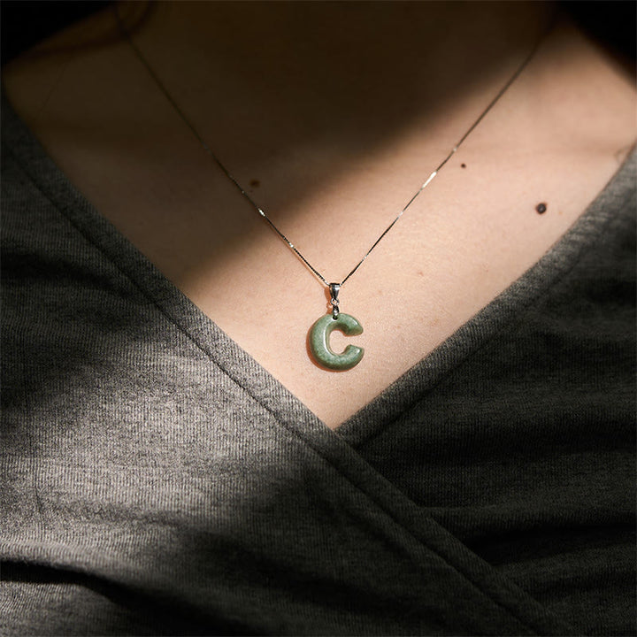 Collar con colgante de prosperidad de plata de ley 925 con Buddha Stones, jade natural, letra AZ - image 21