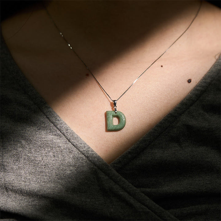 Collar con colgante de prosperidad de plata de ley 925 con Buddha Stones, jade natural, letra AZ - image 27