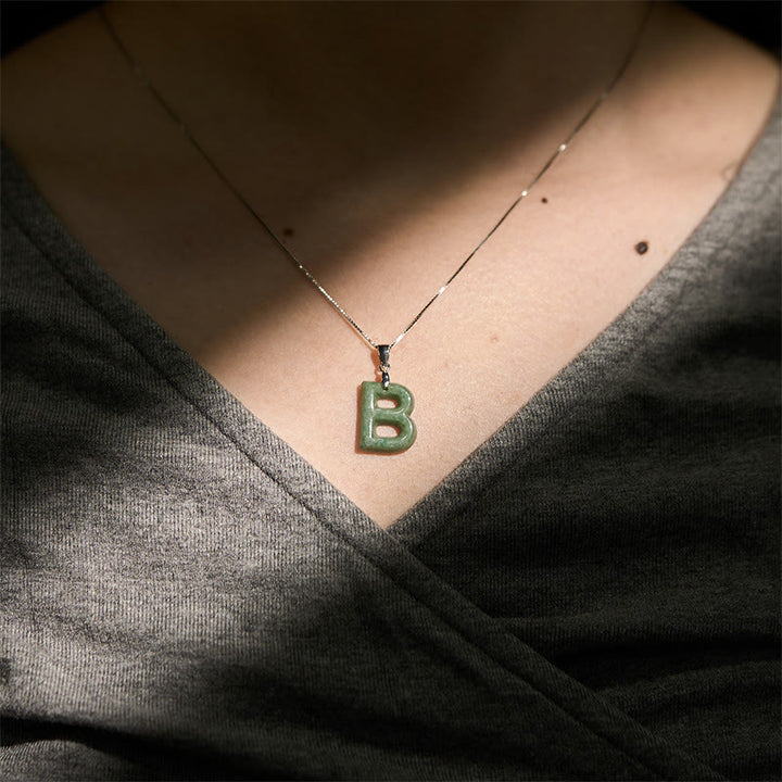 Collar con colgante de prosperidad de plata de ley 925 con Buddha Stones, jade natural, letra AZ - image 15