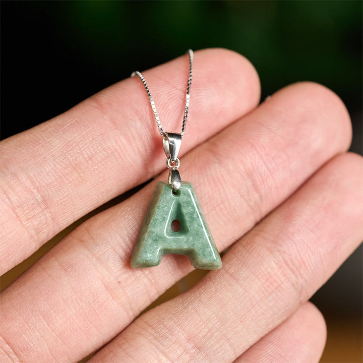 Collar con colgante de prosperidad de plata de ley 925 con Buddha Stones, jade natural, letra AZ - image 6