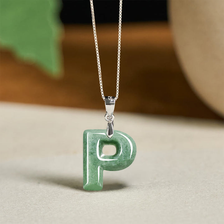 Collar con colgante de prosperidad de plata de ley 925 con Buddha Stones, jade natural, letra AZ - PAG - image 39
