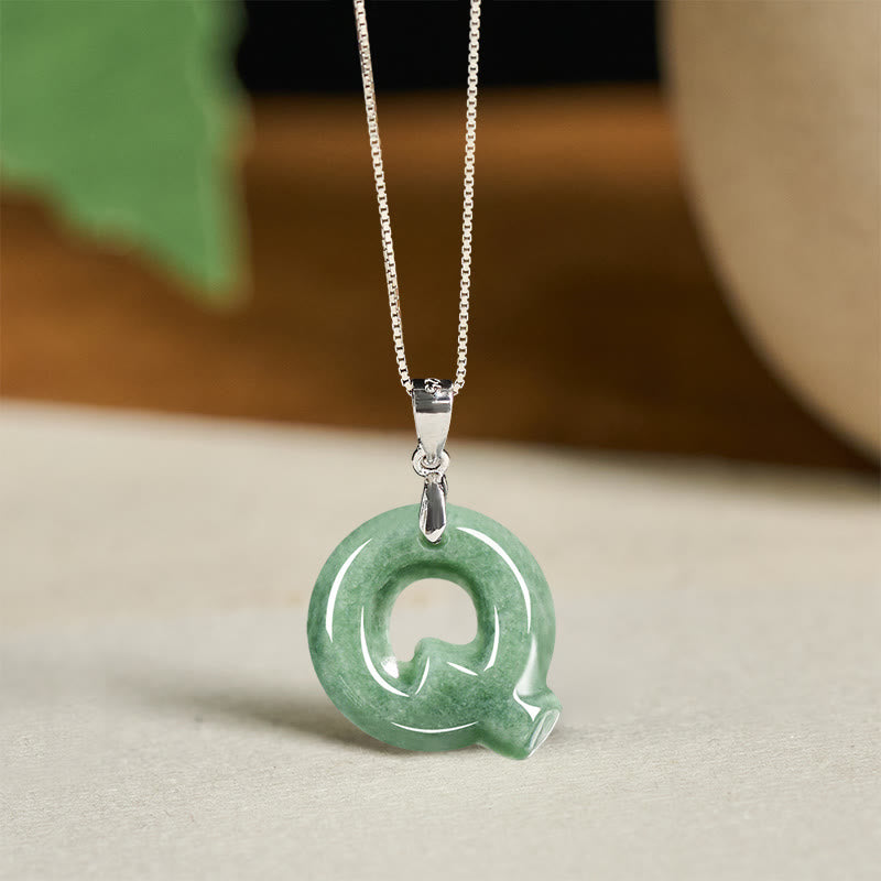 Collar con colgante de prosperidad de plata de ley 925 con Buddha Stones, jade natural, letra AZ - Q - image 40