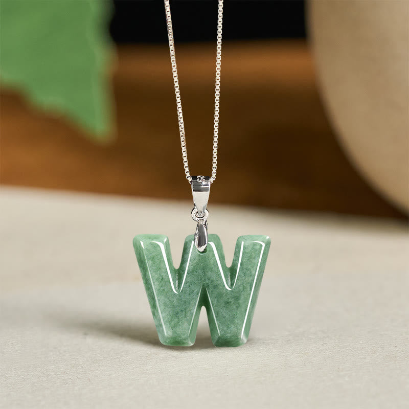 Collar con colgante de prosperidad de plata de ley 925 con Buddha Stones, jade natural, letra AZ - W - image 46