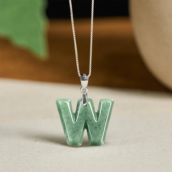 Collar con colgante de prosperidad de plata de ley 925 con Buddha Stones, jade natural, letra AZ - W - image 46