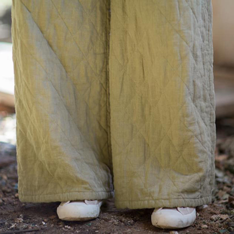 Pantalones anchos de algodón grueso de color liso con bolsillos para mujer de Buddha Stones - image 17