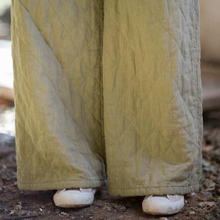 Pantalones anchos de algodón grueso de color liso con bolsillos para mujer de Buddha Stones - image 17