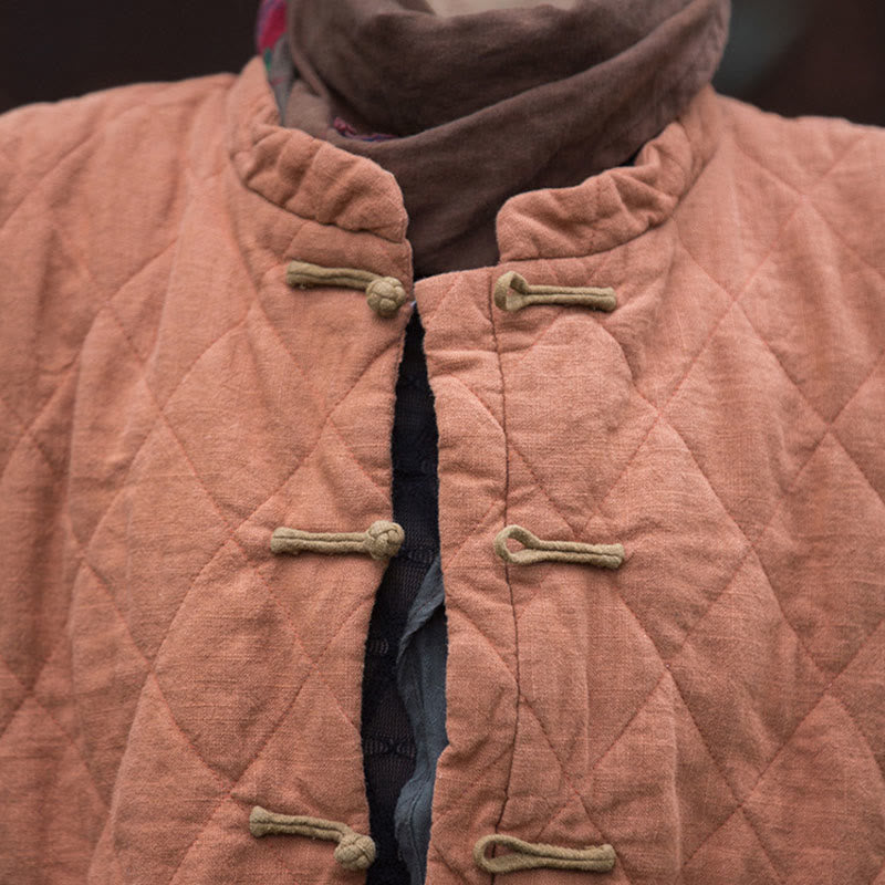 Chaqueta térmica de algodón de manga larga con botones de rana y bolsillos para mujer, de Buddha Stones Winter - image 19