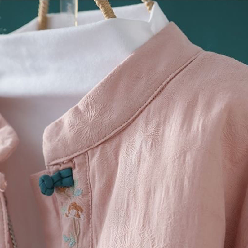 Chaqueta térmica de algodón de manga larga para mujer, con diseño de rana y botones bordados con flores y vides, de Buddha Stones, de invierno. - image 5