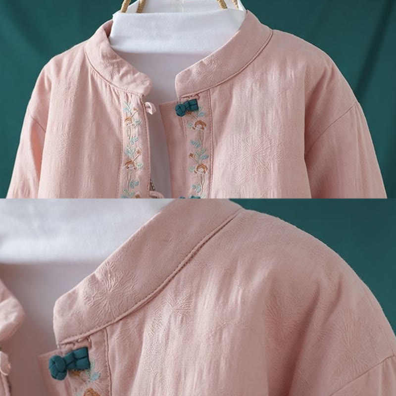 Chaqueta térmica de algodón de manga larga para mujer, con diseño de rana y botones bordados con flores y vides, de Buddha Stones, de invierno. - image 9