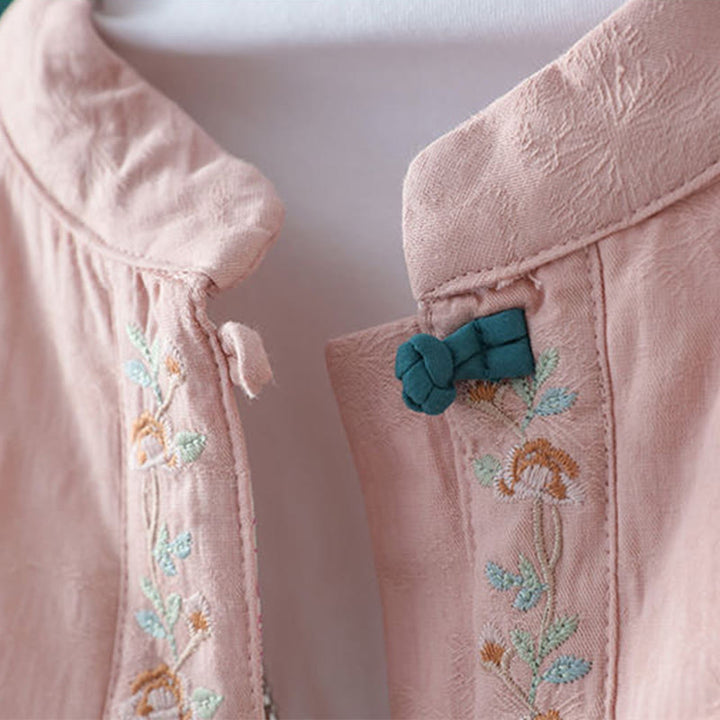 Chaqueta térmica de algodón de manga larga para mujer, con diseño de rana y botones bordados con flores y vides, de Buddha Stones, de invierno. - image 4