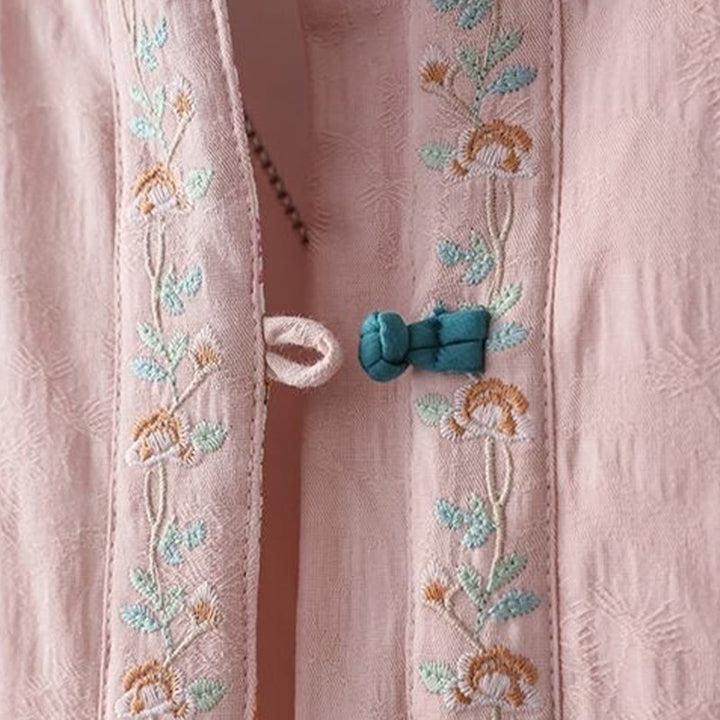 Chaqueta térmica de algodón de manga larga para mujer, con diseño de rana y botones bordados con flores y vides, de Buddha Stones, de invierno. - image 6