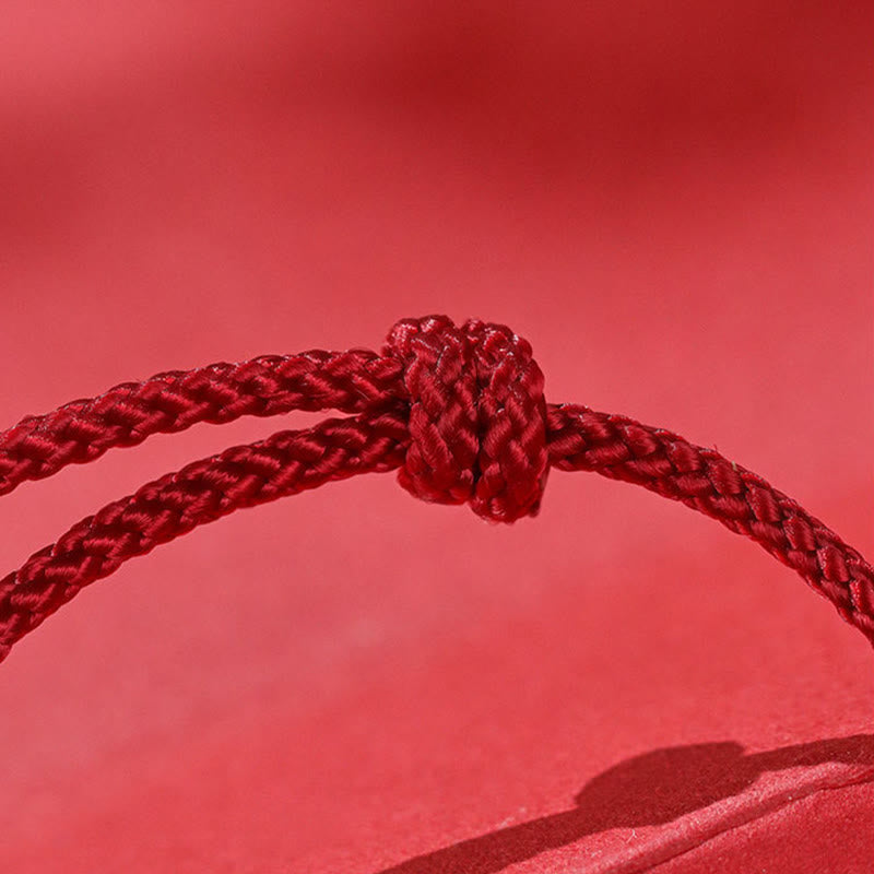 Pulsera de hilo de plata de ley 999 con Buddha Stones y ágata roja, Año del Caballo, Prosperidad - image 9