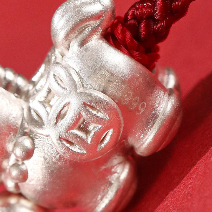 Pulsera de hilo de plata de ley 999 con Buddha Stones y ágata roja, Año del Caballo, Prosperidad - image 15