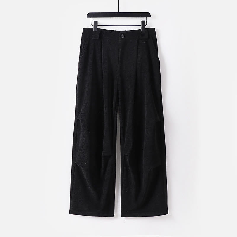 Pantalones anchos de pana de algodón con cintura elástica y bolsillos para hombre, diseño de Buddha Stones, con cremallera y botones de invierno - Negro - US/UK/AU54, EU64 (9XL) - image 10