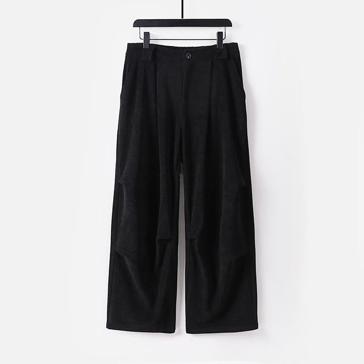 Pantalones anchos de pana de algodón con cintura elástica y bolsillos para hombre, diseño de Buddha Stones, con cremallera y botones de invierno - Negro - US/UK/AU54, EU64 (9XL) - image 10