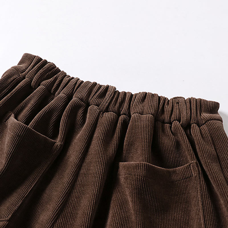 Pantalones anchos de pana de algodón con cintura elástica y bolsillos para hombre, diseño de Buddha Stones, con cremallera y botones de invierno - image 3