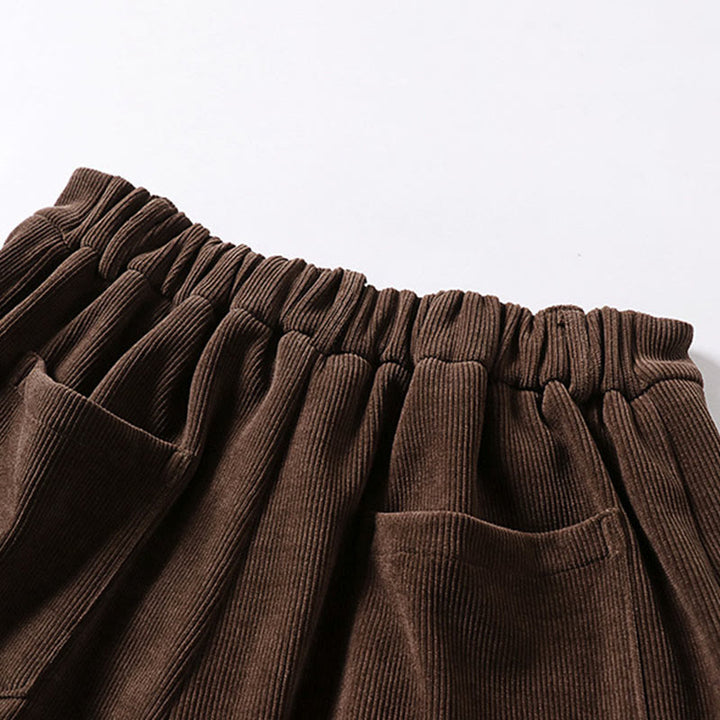 Pantalones anchos de pana de algodón con cintura elástica y bolsillos para hombre, diseño de Buddha Stones, con cremallera y botones de invierno - image 3