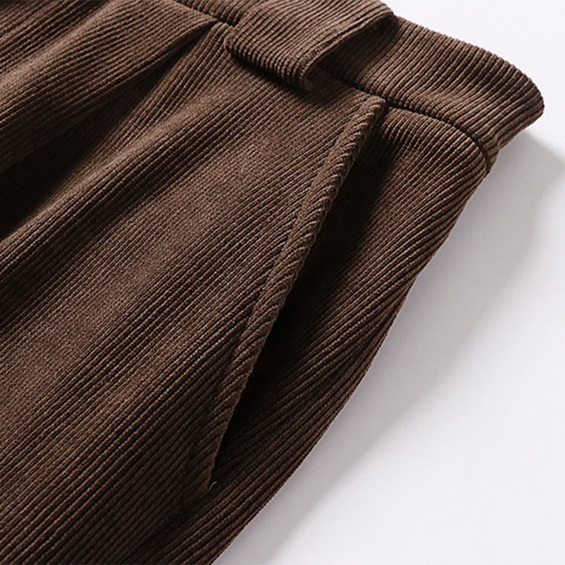 Pantalones anchos de pana de algodón con cintura elástica y bolsillos para hombre, diseño de Buddha Stones, con cremallera y botones de invierno - image 6