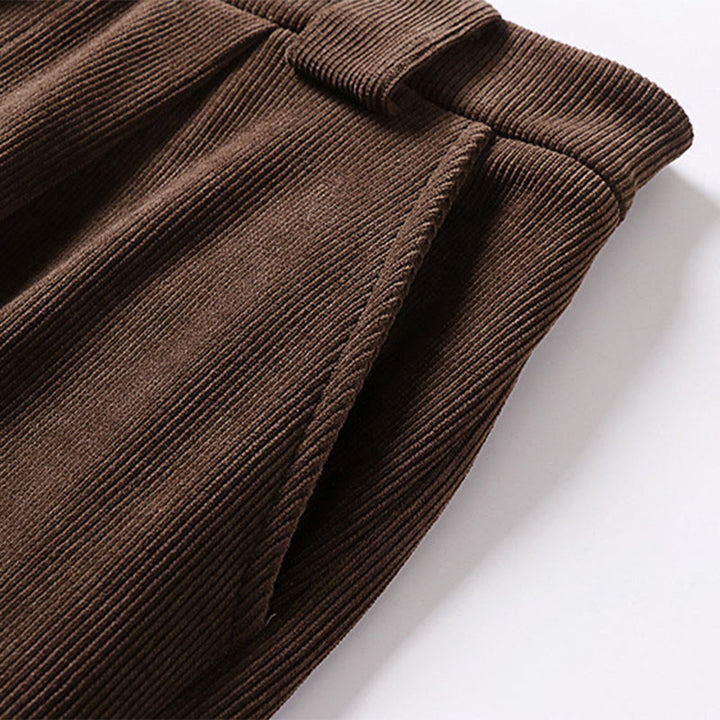 Pantalones anchos de pana de algodón con cintura elástica y bolsillos para hombre, diseño de Buddha Stones, con cremallera y botones de invierno - image 6