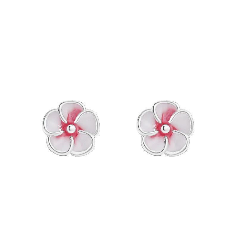 Pendientes de plata de ley 999 con Buddha Stones y flor de durazno - image 2