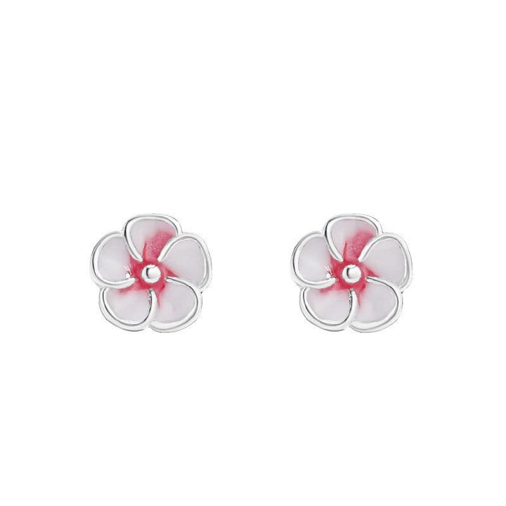 Pendientes de plata de ley 999 con Buddha Stones y flor de durazno - image 2