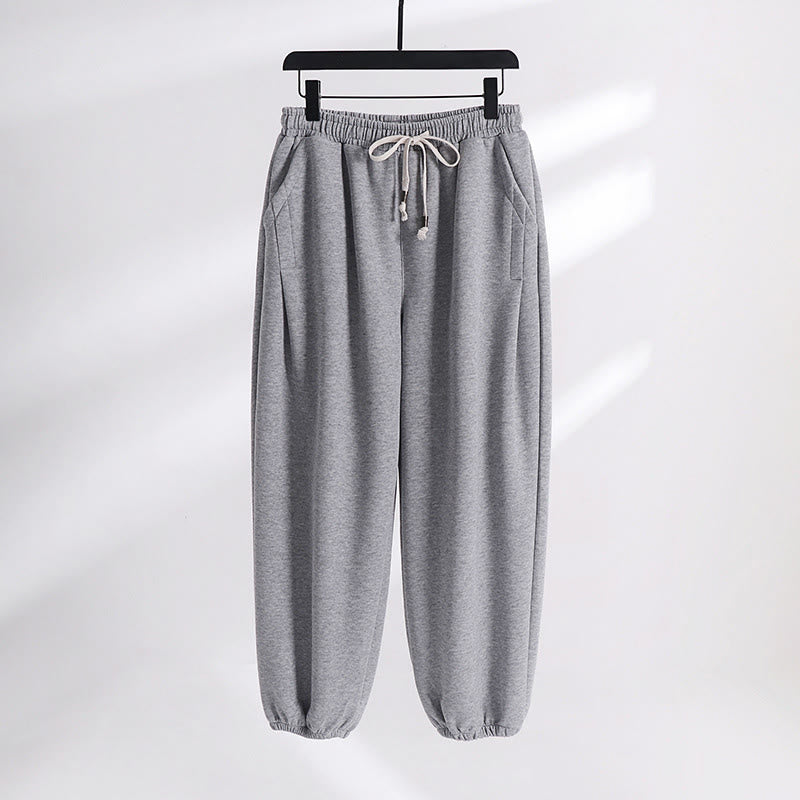 Buddha Stones harén de algodón para hombre con bolsillos y cintura elástica, forrados con vellón, con cordón ajustable, para otoño e invierno - Gris claro (versión regular) - US/UK/AU54, EU64 (9XL) - image 10