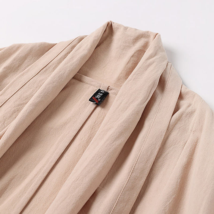 Kimono para hombre con Buddha Stones, de primavera y otoño, color liso, manga larga, largo medio, frente abierto - image 4