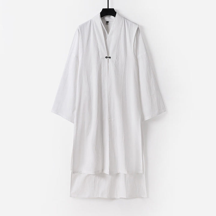 Buddha Stones Traje de ceremonia kimono con cordones, túnica larga taoísta de manga larga para hombre, Wudang Fall, 2 piezas - Blanco - US/UK/AU54, EU64 (9XL) - image 22