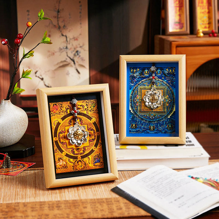 Marco de fotos Thangka con lingotes dorados de loto y Buddha Stones, adorno para decoración del hogar - image 6