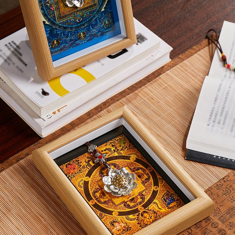 Marco de fotos Thangka con lingotes dorados de loto y Buddha Stones, adorno para decoración del hogar - image 9