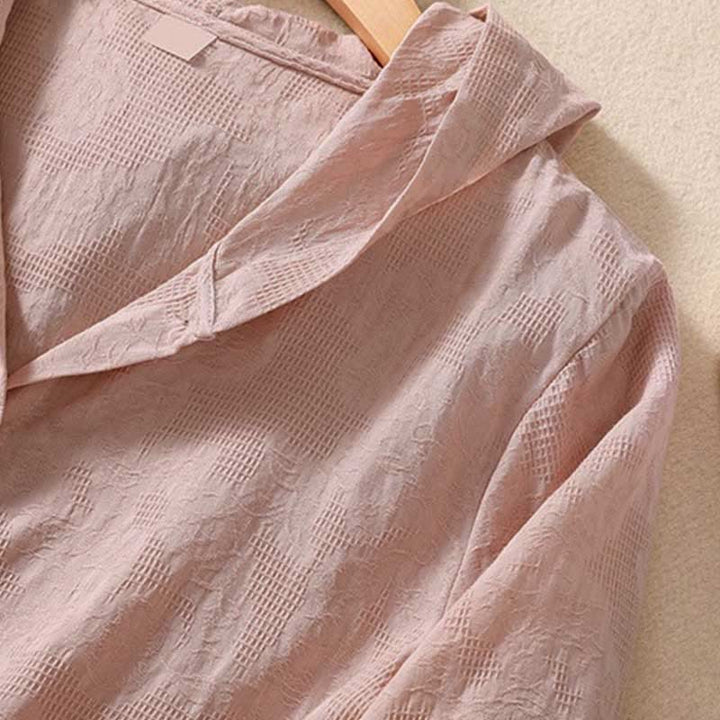 Sudadera con capucha de manga larga para mujer con diseño de jacquard y botones, con estampado de Buddha Stones. - image 13