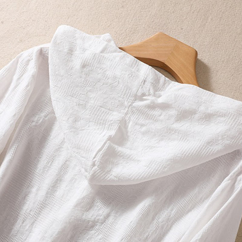 Sudadera con capucha de algodón de manga larga para mujer con diseño de jacquard y botones en otoño con Buddha Stones - image 22